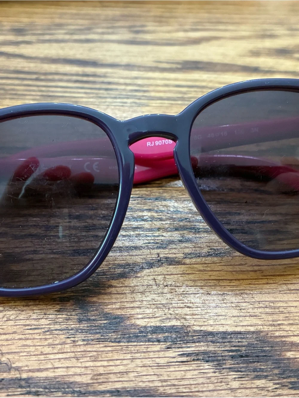 Authentic Ray-Ban Kids Purple Frames with Pink Temples and Blue Pouch